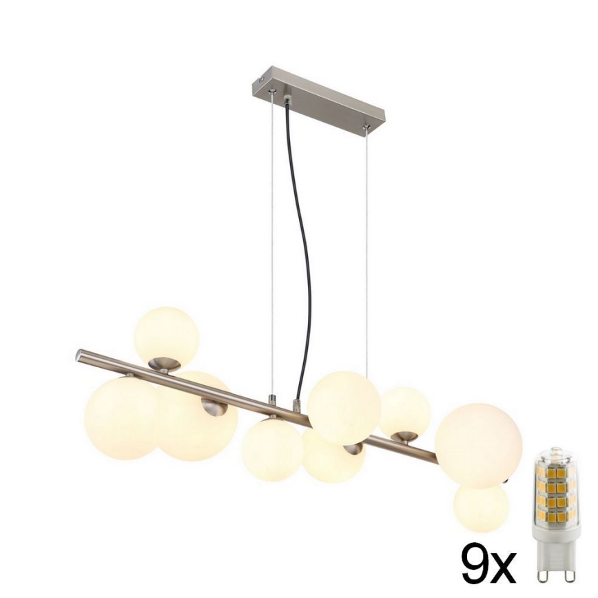 Globo - LED Lestenec na vrvici 9xG9/3W/230V mat krom