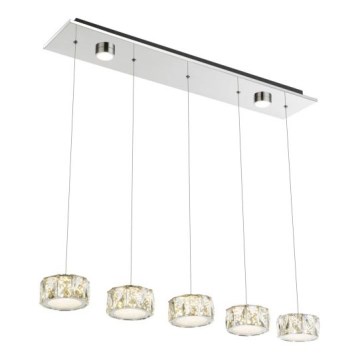 Globo - LED Lestenec na vrvici LED/52W/230V 4000K sijajni krom/prozorna