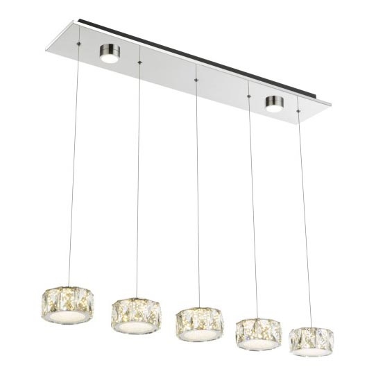 Globo - LED Lestenec na vrvici LED/52W/230V 4000K sijajni krom/prozorna