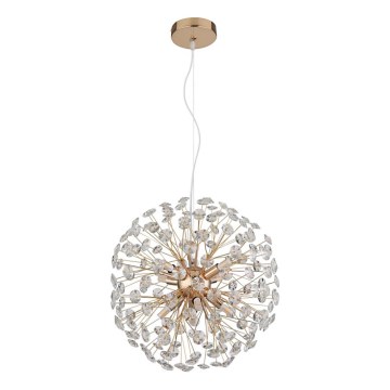 Globo - LED lestenec z jeklenim kablom, 8xG9/3,5W/230V, premer 40 cm, v zlati barvi
