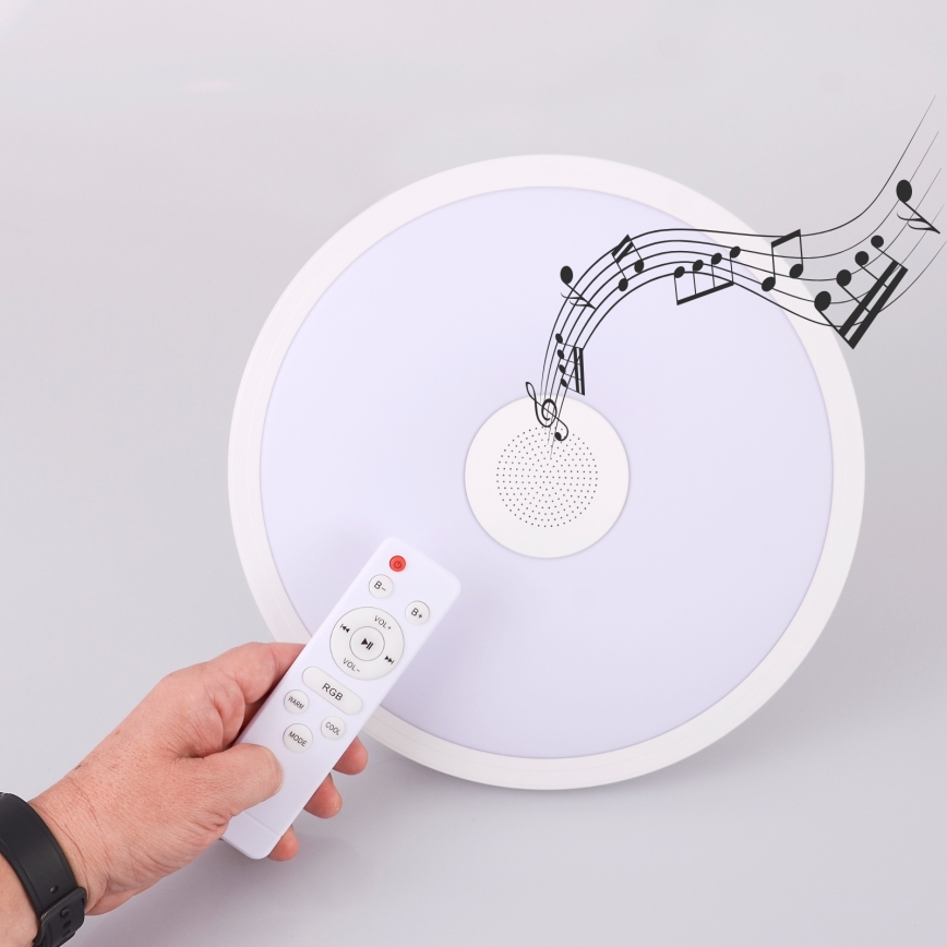 Globo - LED RGBW Zatemnitvena kopalniška svetilka z zvočnikom LED/18W/230V 3000-6500K IP44 + Daljinski upravljalnik