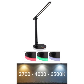 Globo - LED RGBW Zatemnitvena namizna svetilka na dotik LED/5W/230V + LED/2W 2700K/4000K/6500K črna
