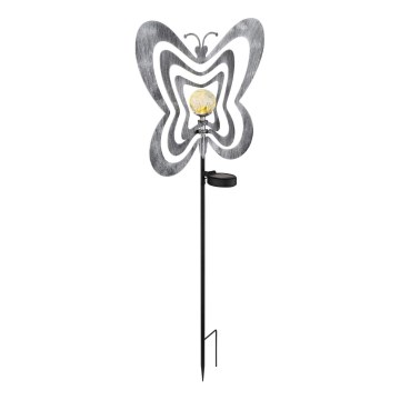Globo - LED solarna svetilka LED/3V IP44 300 mAh srebrn metulj