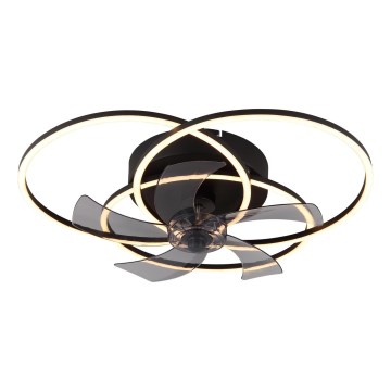 Globo - LED stropni ventilator z možnostjo zatemnitve LED/40W/230V 3000-6500K črn + daljinski upravljalnik