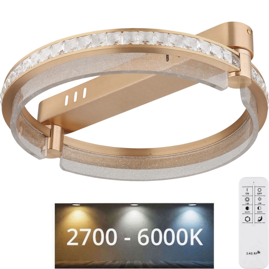 Globo - LED Zatemnitvena kristalna stropna svetilka LED/36W/230V 2700K-6000K + Daljinski upravljalnik