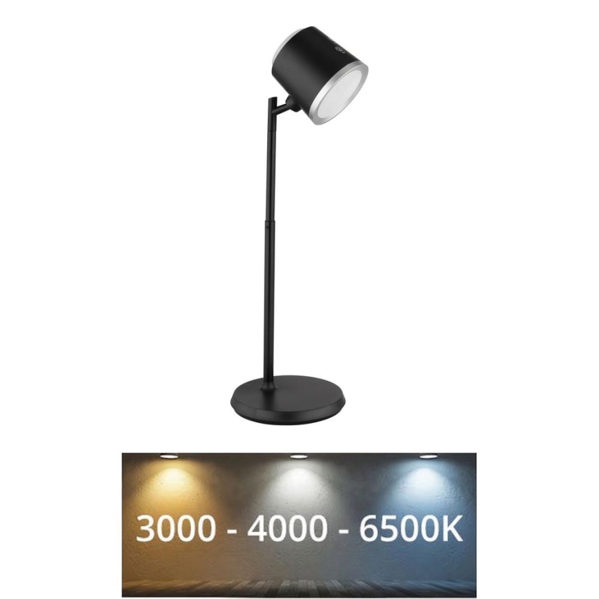 Globo - LED Zatemnitvena namizna svetilka na dotik 4v1 LED/6W/3,7V 3000K/4000K/6500K 1500 mAh USB črna