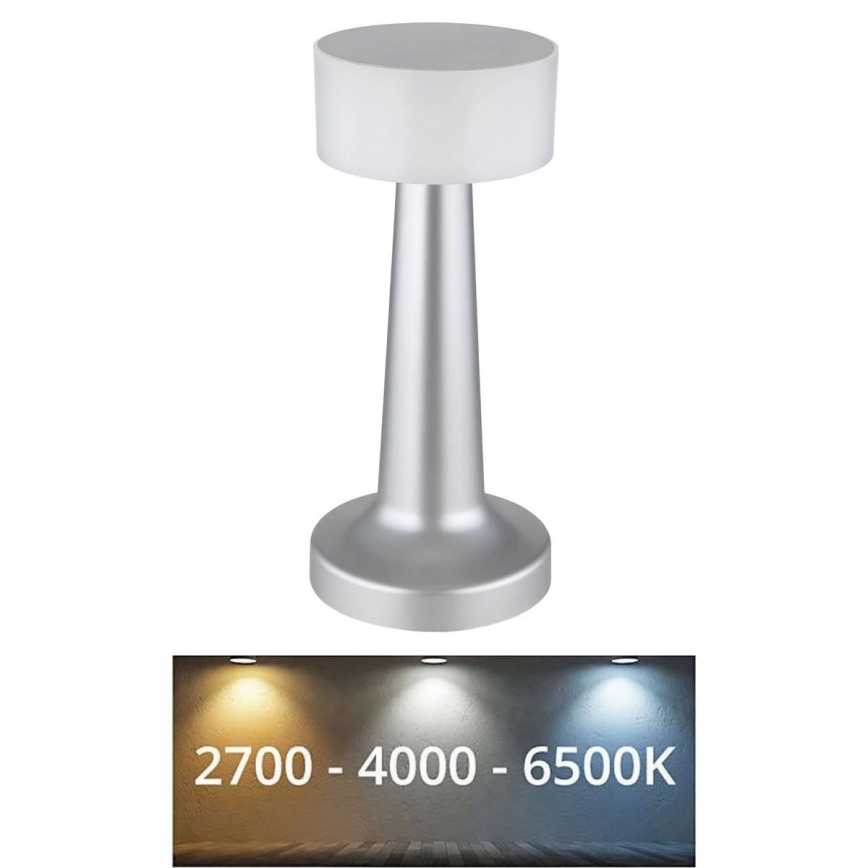 Globo - LED Zatemnitvena namizna svetilka na dotik LED/1W/3,7V 2700K/4000K/6500K 800 mAh USB mat krom