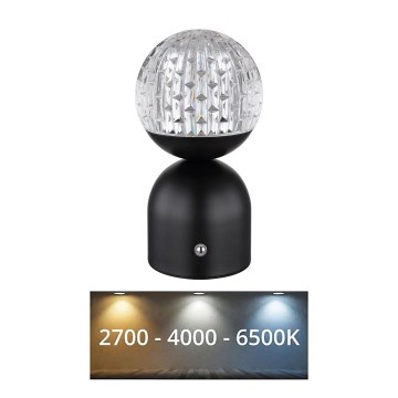 Globo - LED Zatemnitvena namizna svetilka na dotik LED/2,5W/3,7V 2700/4000/6500K 1800 mAh USB črna