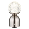 Globo - LED Zatemnitvena namizna svetilka na dotik LED/2,5W/3,7V 2700/4000/6500K 1800 mAh USB mat krom