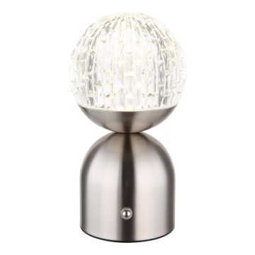 Globo - LED Zatemnitvena namizna svetilka na dotik LED/2,5W/3,7V 2700/4000/6500K 1800 mAh USB mat krom