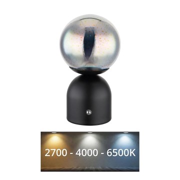 Globo - LED Zatemnitvena namizna svetilka na dotik LED/2,5W/3,7V 2700K/4000K/6500K 1800 mAh USB črna