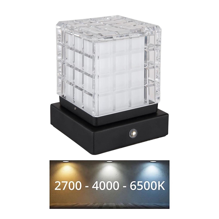 Globo - LED Zatemnitvena namizna svetilka na dotik LED/2,5W/3,7V 2700K/4000K/6500K 1800 mAh USB črna