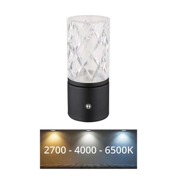 Globo - LED Zatemnitvena namizna svetilka na dotik LED/2,5W/3,7V 2700K/4000K/6500K 1800 mAh USB črna