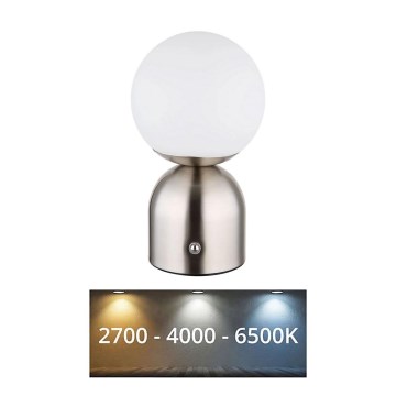 Globo - LED Zatemnitvena namizna svetilka na dotik LED/2,5W/3,7V 2700K/4000K/6500K 1800 mAh USB mat krom