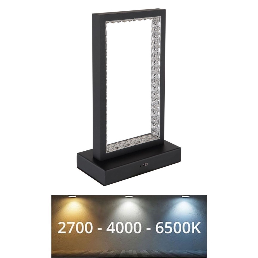 Globo - LED Zatemnitvena namizna svetilka na dotik LED/3W/3,7V 2700K/4000K/6500K 1800 mAh USB črna