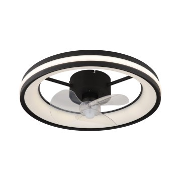 Globo - LED Zatemnitvena stropna svetilka z ventilatorjem LED/30W/230V 2700-6500K črna + Daljinski upravljalnik