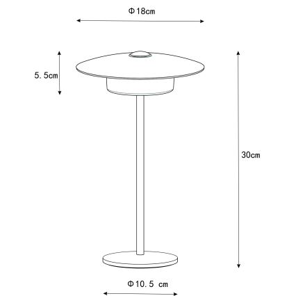 Globo - LED Zunanja polnilna namizna svetilka na dotik LED/3W/3,7V 1800/2700/3000K IP44 1800 mAh črna