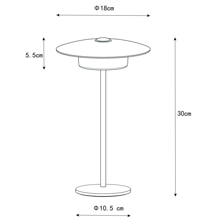 Globo - LED Zunanja polnilna namizna svetilka na dotik LED/3W/3,7V 1800/2700/3000K IP44 1800 mAh črna