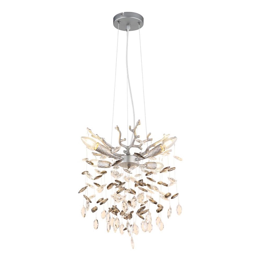 Globo - lestenec na jeklenem lanku 4xE14/40W/230V srebrn