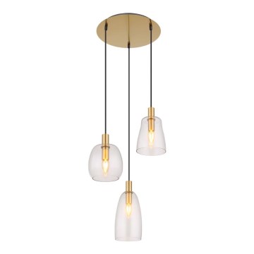 Globo - Lestenec na vrvici 3xE14/40W/230V pr. 43 cm medenina