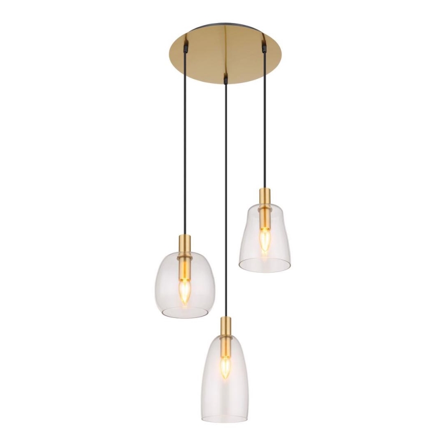 Globo - Lestenec na vrvici 3xE14/40W/230V pr. 43 cm medenina