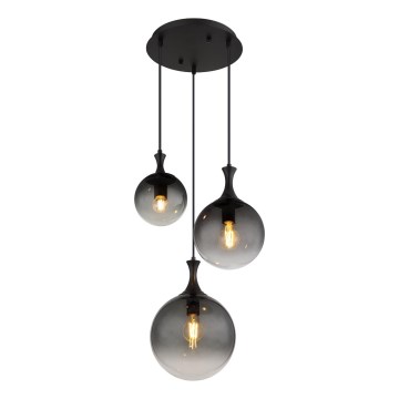 Globo - Lestenec na vrvici 3xE27/10W/230V pr. 48 cm črna