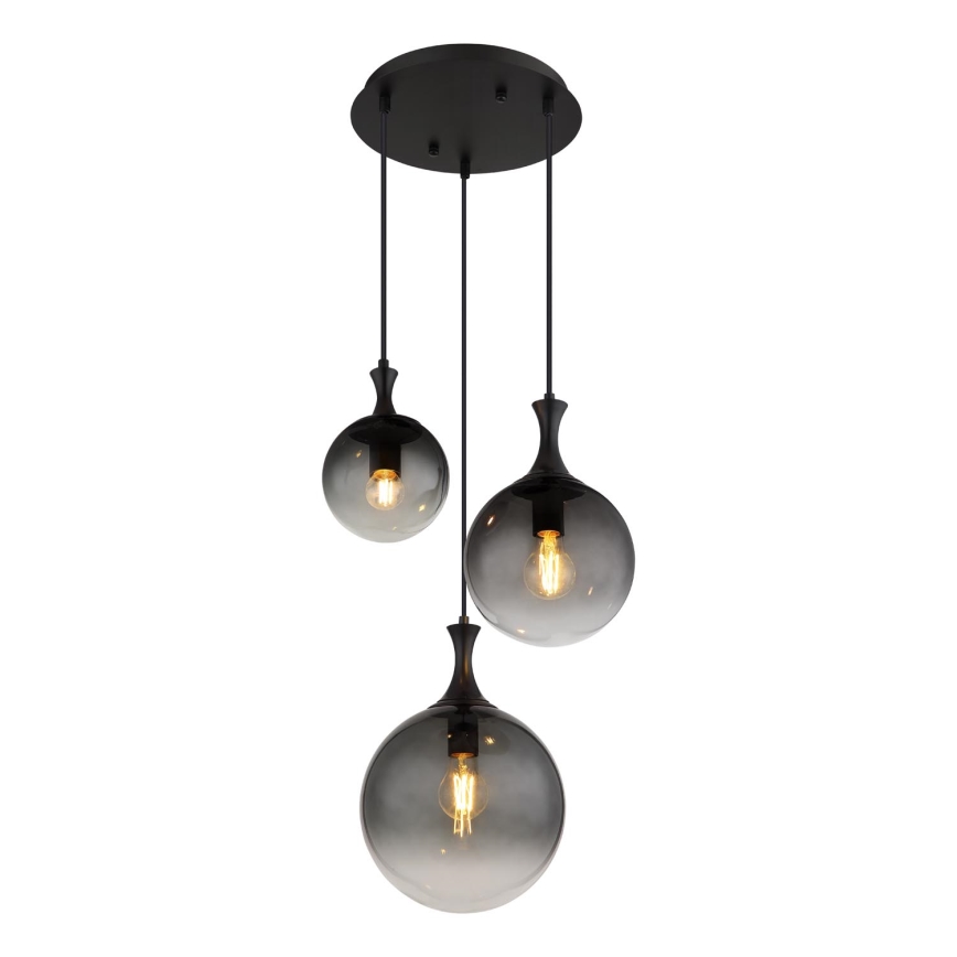Globo - Lestenec na vrvici 3xE27/10W/230V pr. 48 cm črna