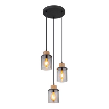 Globo - Lestenec na vrvici 3xE27/15W/230V pr. 27 cm hrast