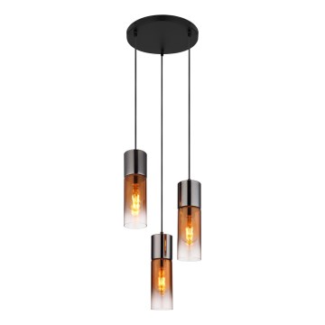 Globo - Lestenec na vrvici 3xE27/25W/230V črna/baker
