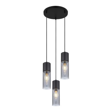 Globo - Lestenec na vrvici 3xE27/25W/230V pr. 30 cm črna