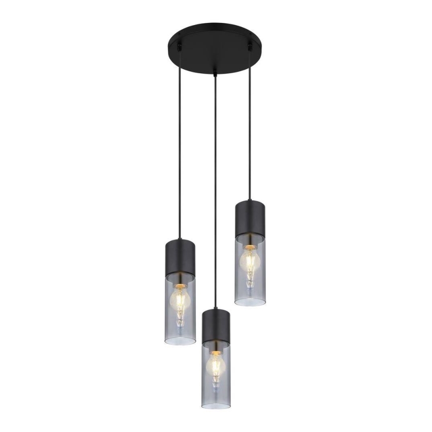Globo - Lestenec na vrvici 3xE27/25W/230V pr. 30 cm črna