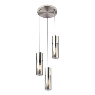 Globo - Lestenec na vrvici 3xE27/25W/230V pr. 30 cm mat krom