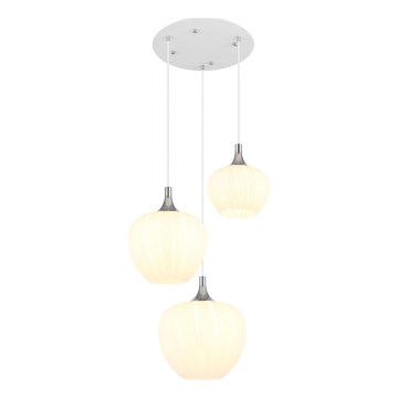 Globo - Lestenec na vrvici 3xE27/40W/230V bela