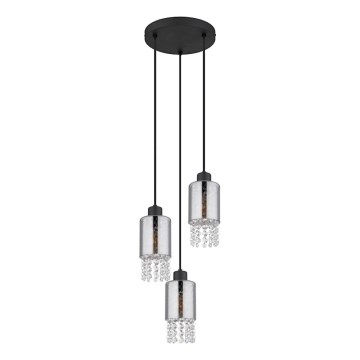 Globo - Lestenec na vrvici 3xE27/40W/230V pr. 25 cm črna