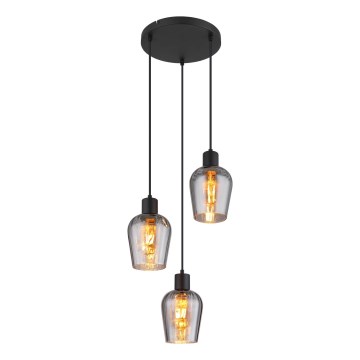 Globo - Lestenec na vrvici 3xE27/40W/230V pr. 28,5 cm črna