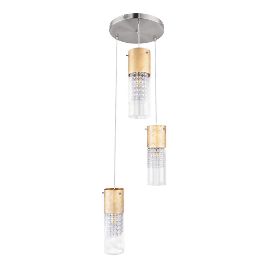 Globo - Lestenec na vrvici 3xE27/60W/230V pr. 30 cm zlata