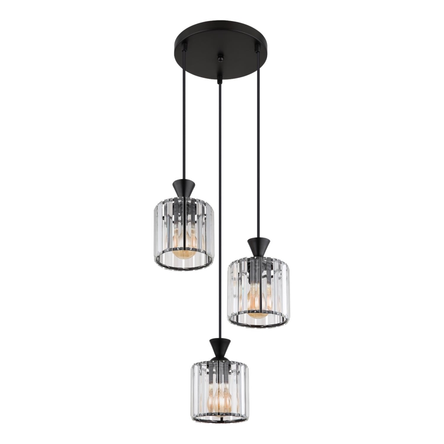 Globo - Lestenec na vrvici 3xE27/60W/230V pr. 32 cm črna