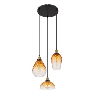 Globo - Lestenec na vrvici 3xE27/60W/230V pr. 46 cm oranžna