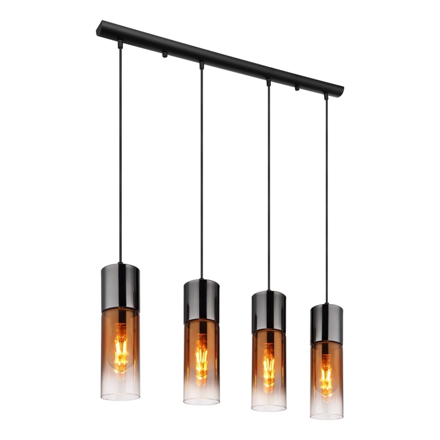 Globo - Lestenec na vrvici 4xE27/25W/230V črna/baker