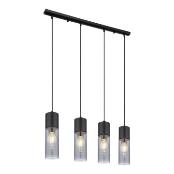 Globo - Lestenec na vrvici 4xE27/25W/230V črna