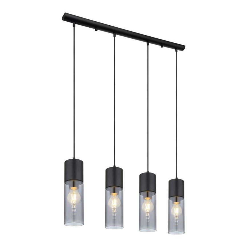 Globo - Lestenec na vrvici 4xE27/25W/230V črna