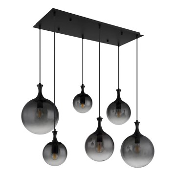 Globo - Lestenec na vrvici 6xE27/10W/230V črna