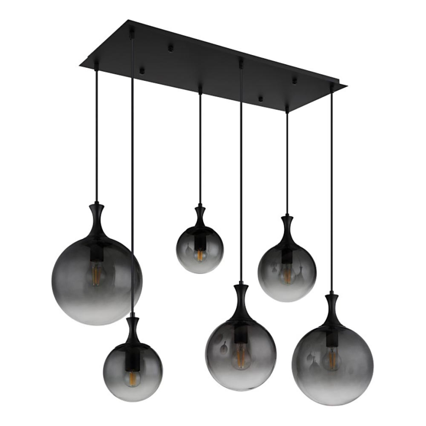 Globo - Lestenec na vrvici 6xE27/10W/230V črna