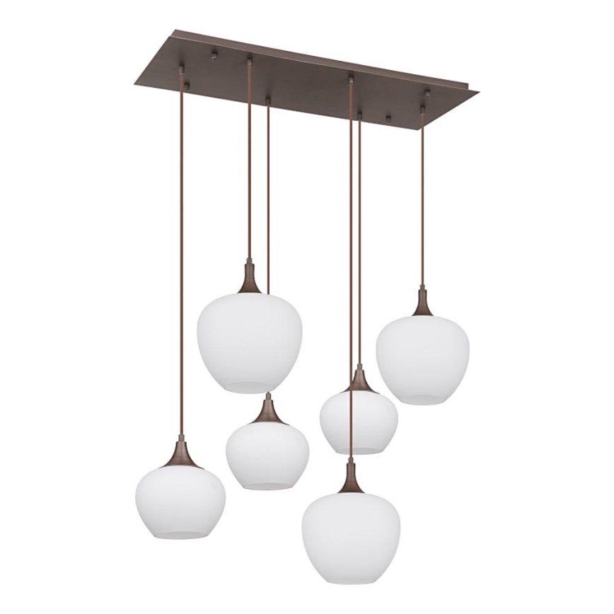 Globo - Lestenec na vrvici 6xE27/40W/230V bela