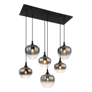 Globo - Lestenec na vrvici 6xE27/40W/230V črna