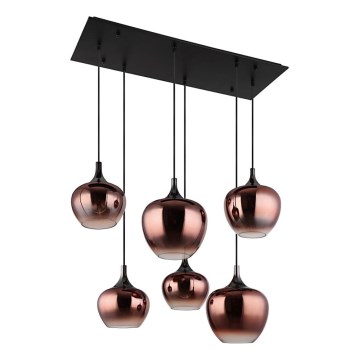 Globo - Lestenec na vrvici 6xE27/40W/230V rjava/dimna