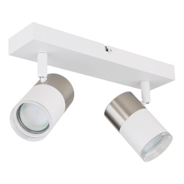Globo - Reflektor 2xGU10/25W/230V bela/mat krom
