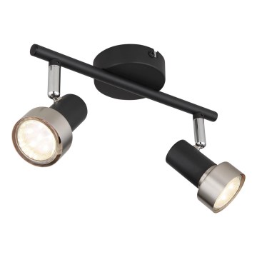 Globo - Reflektor  2xGU10/25W/230V črna/srebrna