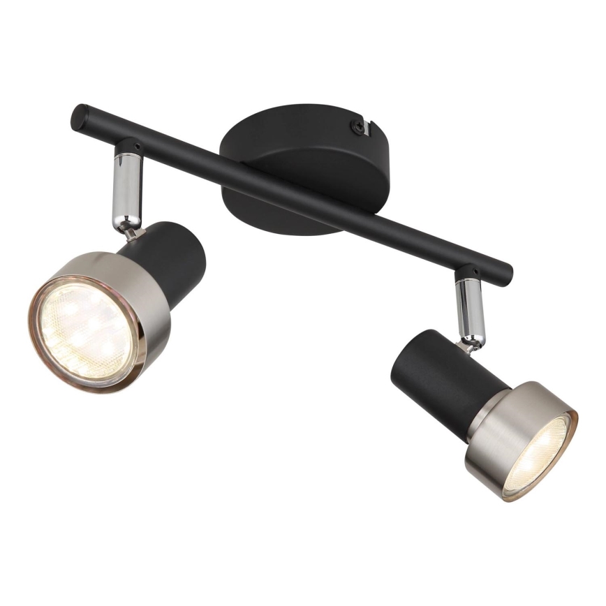 Globo - Reflektor  2xGU10/25W/230V črna/srebrna