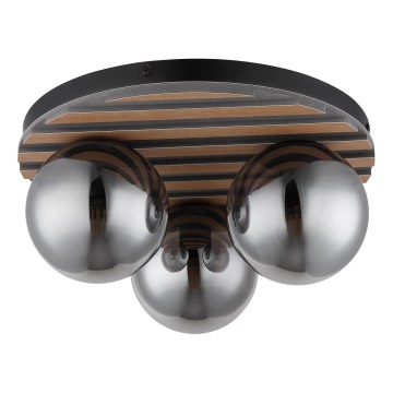 Globo - stropna svetilka 3xE27/40W/230V, premer 39 cm, rjava/zadimljena